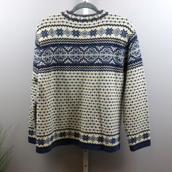 SKYR Wool Nordic Cardigan Sweater Blue White Norway Style Size L - Picture 2 of 3
